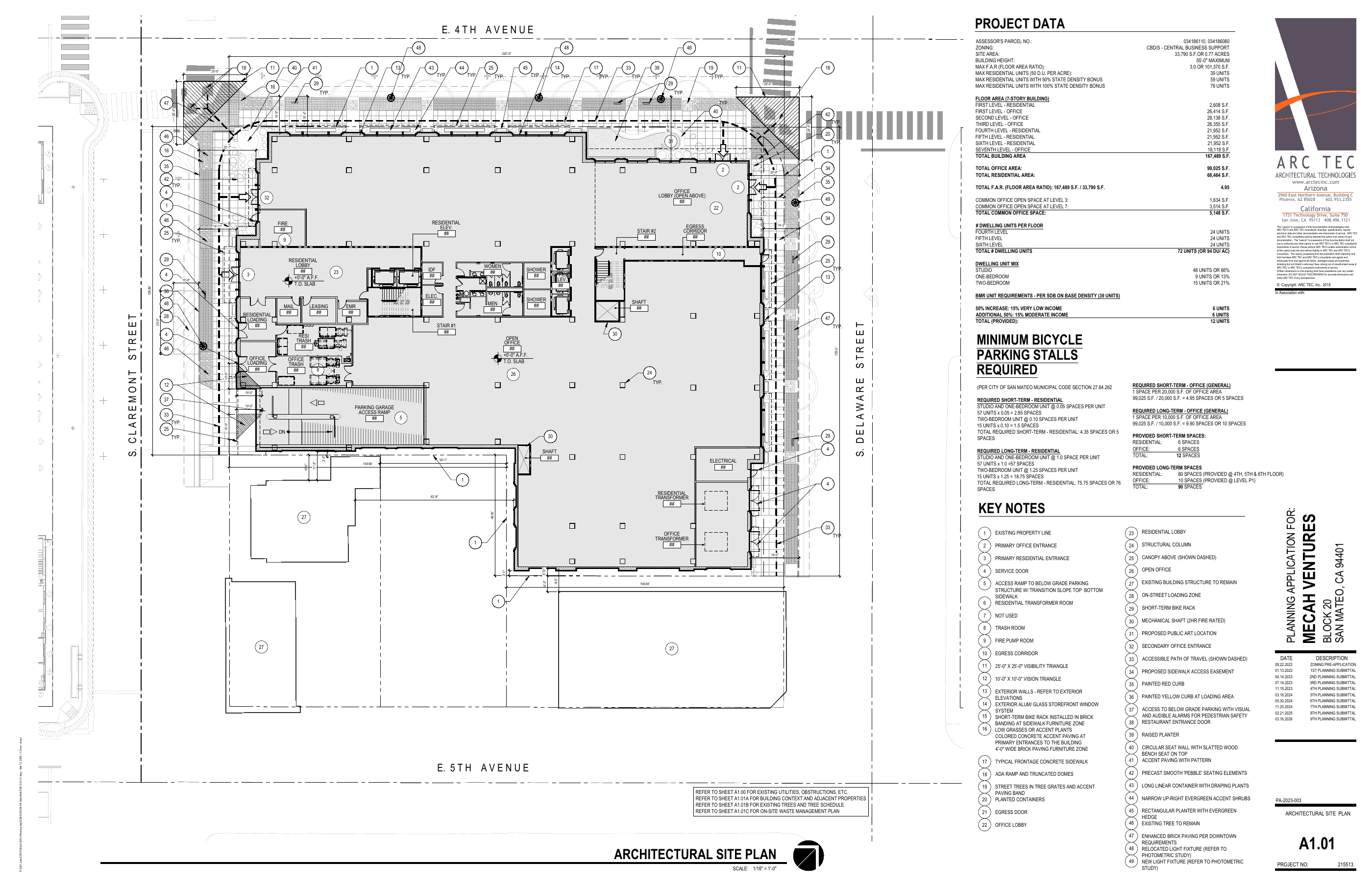 Architectural site plan for the proposed Block 20 development showing the building footprint and adjoining properties.